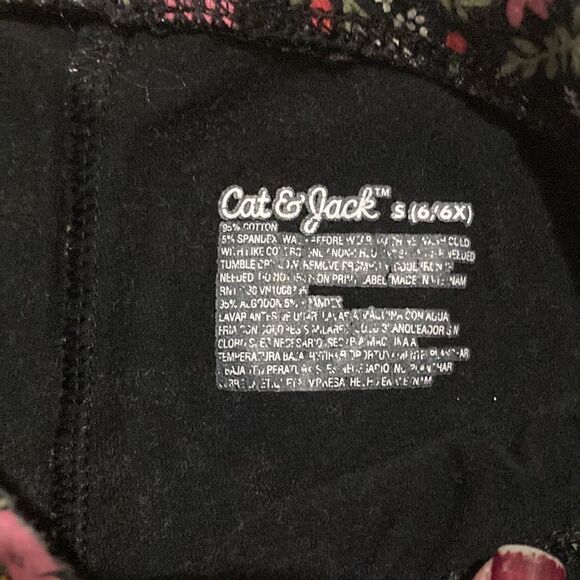 5/$15 Bundle of 2 Girl’s Leggings Black Floral and Rainbow Tie dye size 6/6x - Picture 2 of 3